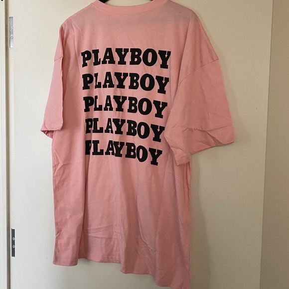 🔄 Playboy Pink Repeat Slogan T-Shirt Dress - Picture 5 of 5